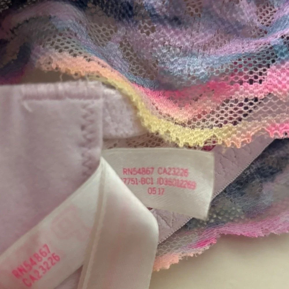 Victorias‎ Secret PINK Lace Halter Bralette Tie Dye Pink Blue XS